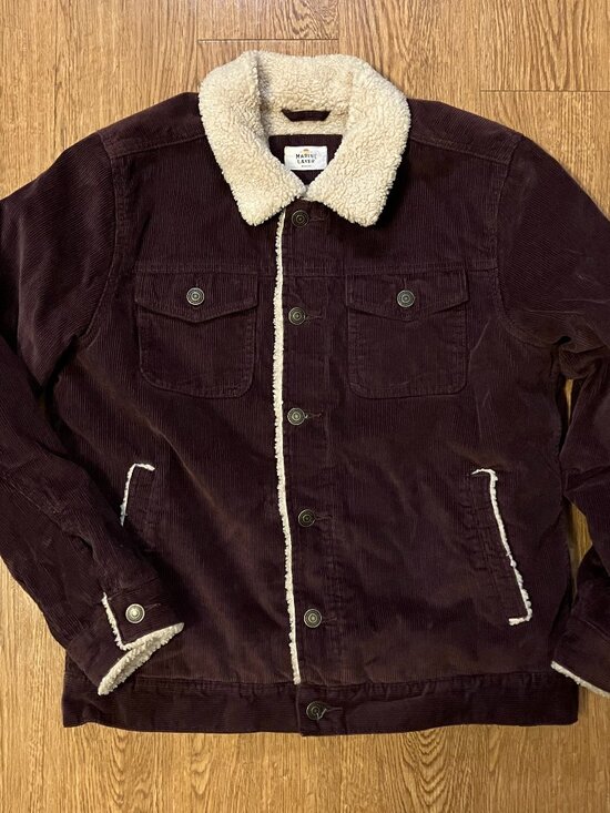 Marine Layer Other - Marine Layer Boise Corduroy Sherpa Trucker Jacket Men's Medium Burgundy Brown